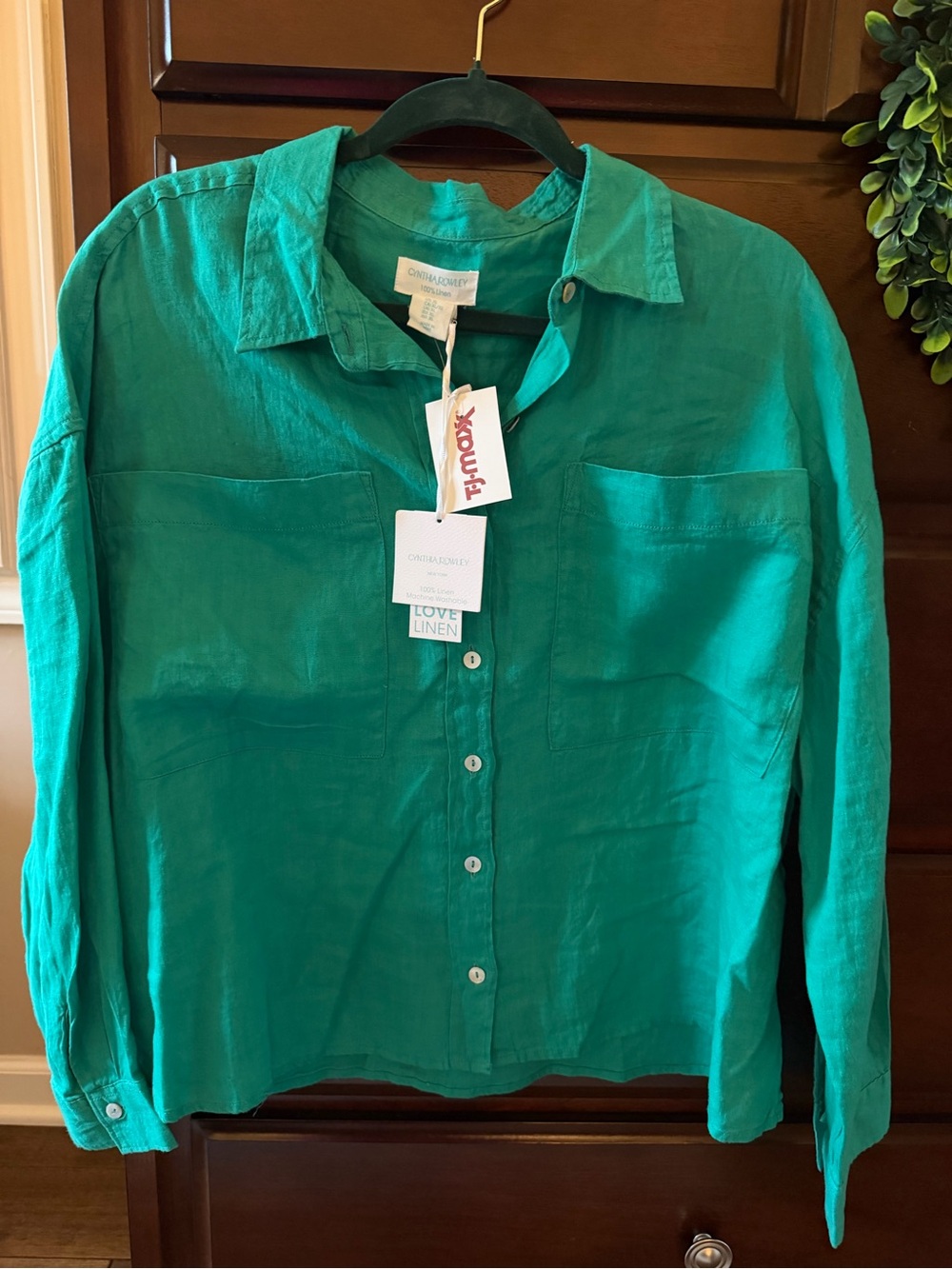 Cynthia Rowley Teal Linen Top
